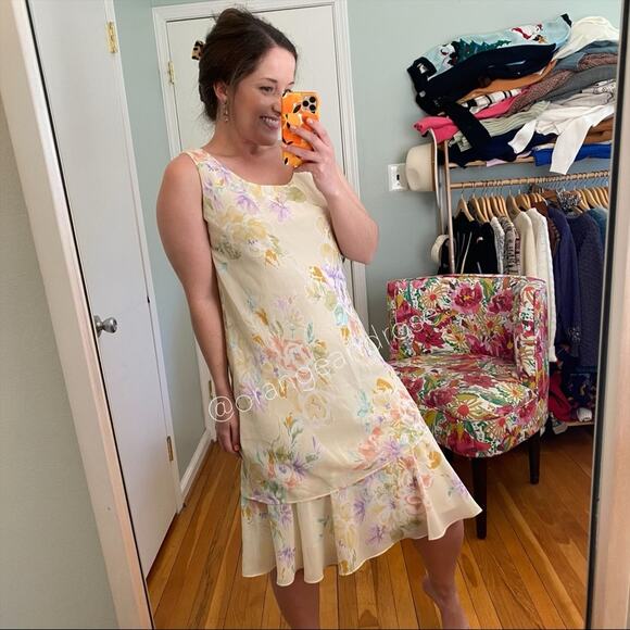 Vintage Metaphor 90s Pastel Yellow Pink Maxi Dress With Shawl Jacket 8 M - Picture 12 of 12